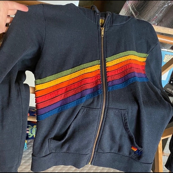 Aviator Nation Tops - AVIATOR NATION Rainbow Stitch Striped Hoodie
